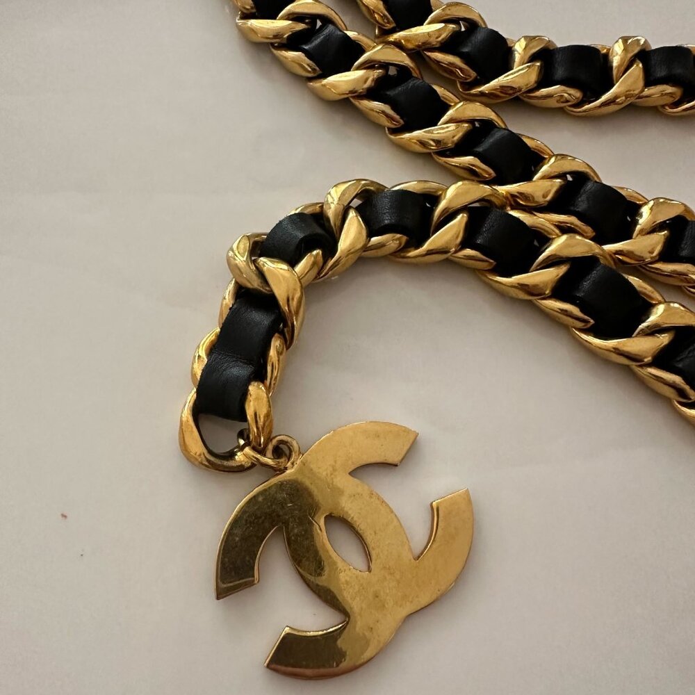 Chanel Black Leather and Gold Braided Triple Row Belt (AUTHENTIC) - Picture 4 of 4